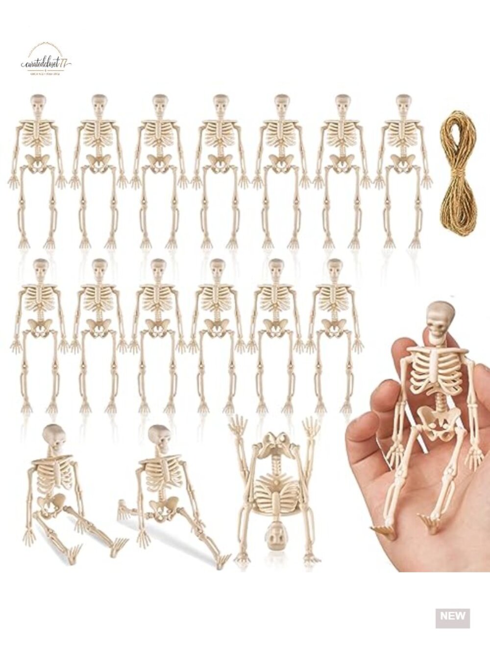 16 Pcs 6" Halloween Mini Plastic Skeleton Figurines Decoration Set